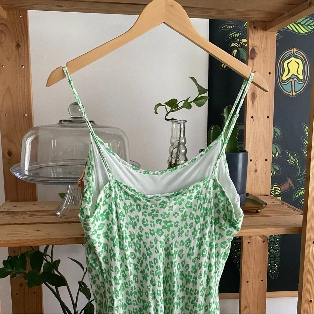Rixo X Target Green Animal Leopard Print Colorful Ruffle Midi Slip Dres Large - Picture 10 of 15